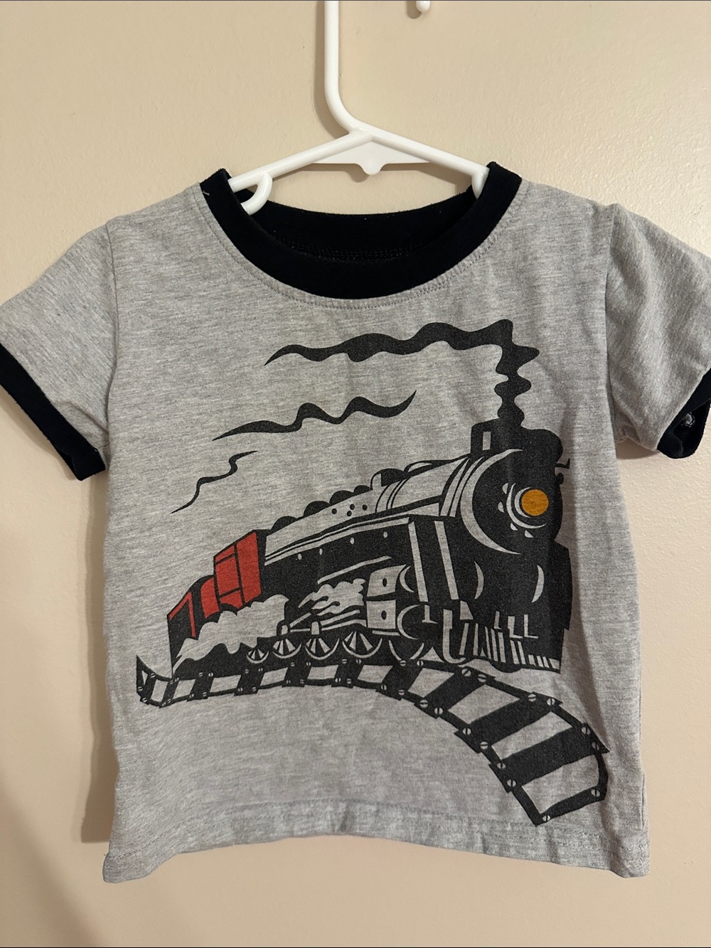 Kids Grey Train Graphic Tee - Black Trim